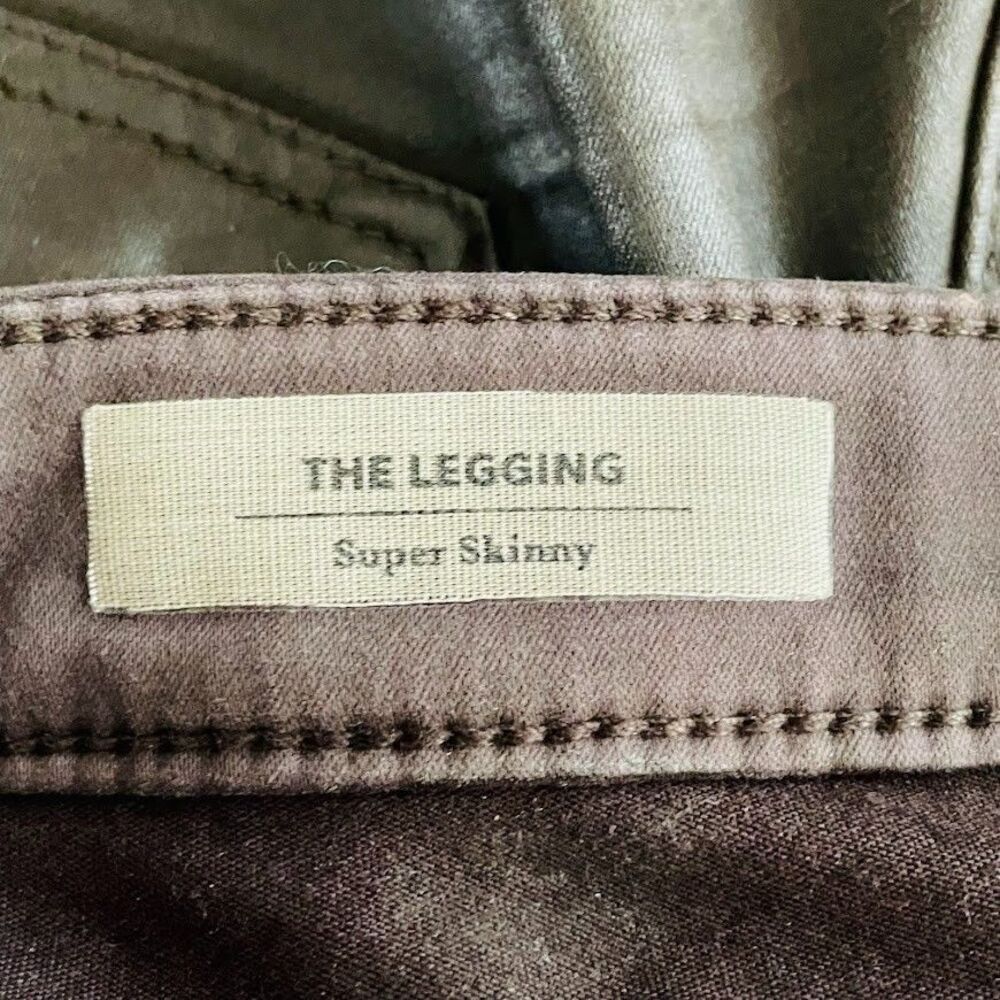 AG Adriano Goldschmied Leggings Womens Size 25 Brown Vegan Ankle Coated Pants - Picture 8 of 16
